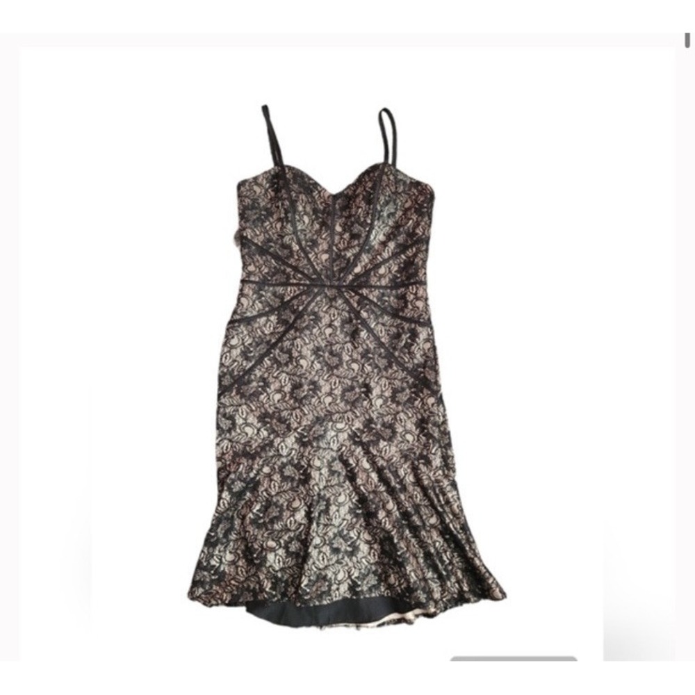 Truly Zac Posen Black Short Lace Knee Mermaid Dress Sz 8 goth‎ Y2K